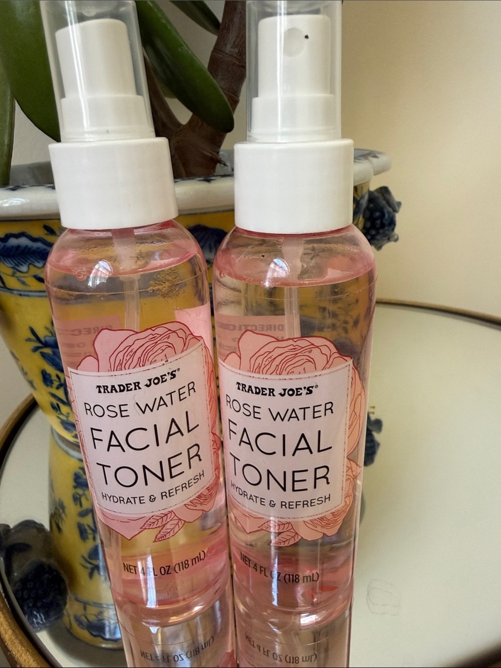 Trader Joe's Rose Water Facial Toner Hydrating Refreshing Mist 2 pk 4oz each